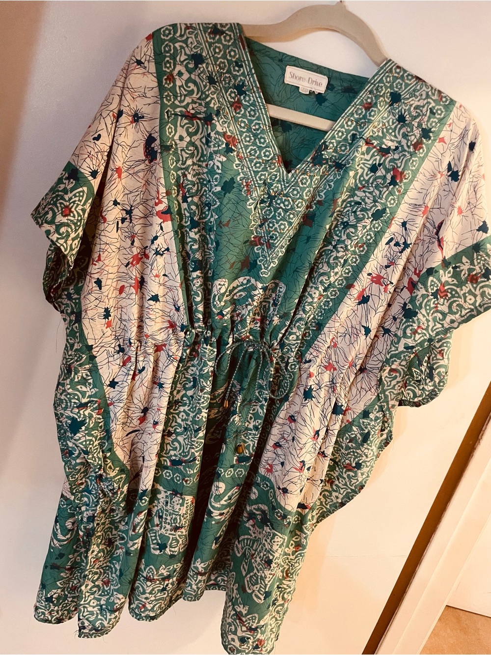 Shore Drive Teal Floral V-Neck Coverup